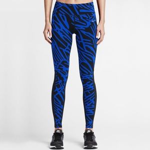 Women’s Nike Royal Blue & Black pattern leggings Epic Lux full length Running